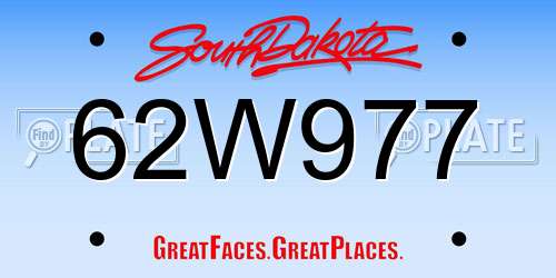 62W977 South Dakota License Plate