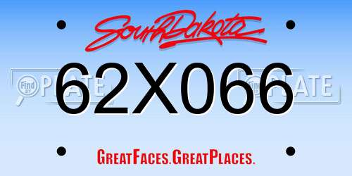 62X066 South Dakota License Plate