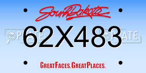 62X483 South Dakota License Plate