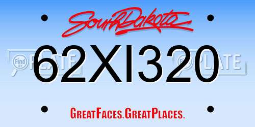 62XI320 South Dakota License Plate
