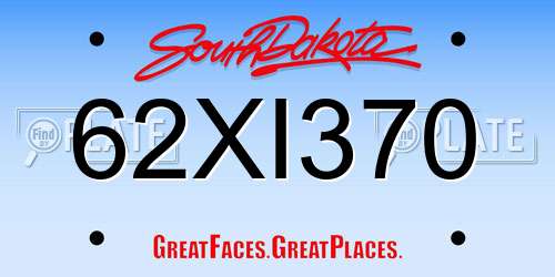 62XI370 South Dakota License Plate