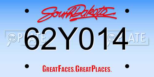 62Y014 South Dakota License Plate