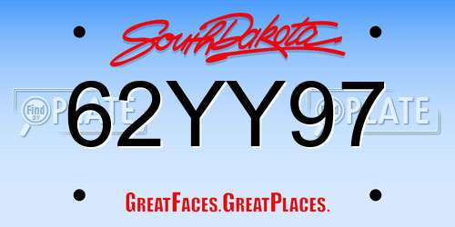 62YY97 South Dakota License Plate