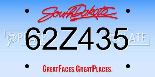 62Z435 South Dakota License Plate
