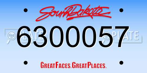 6300057 South Dakota License Plate