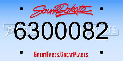 6300082 South Dakota License Plate