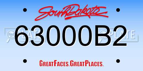 63000B2 South Dakota License Plate