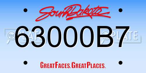 63000B7 South Dakota License Plate