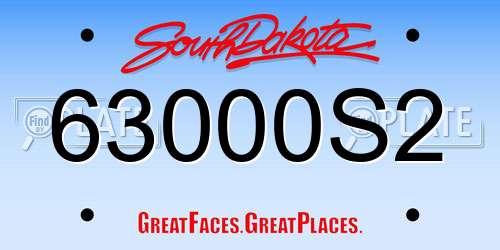 63000S2 South Dakota License Plate