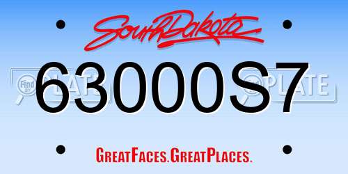63000S7 South Dakota License Plate