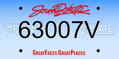 63007V South Dakota License Plate