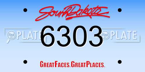 6303 South Dakota License Plate