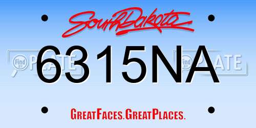 6315NA South Dakota License Plate