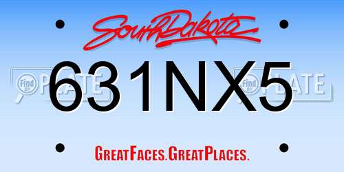 631NX5 South Dakota License Plate