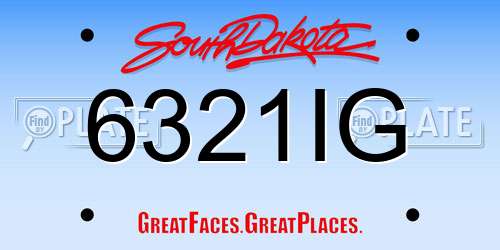 6321IG South Dakota License Plate