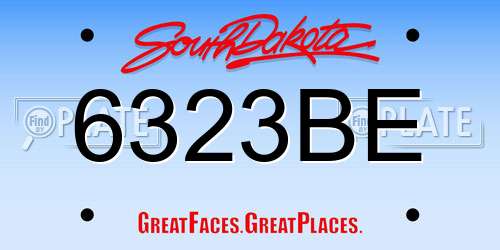 6323BE South Dakota License Plate