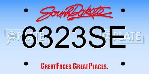 6323SE South Dakota License Plate