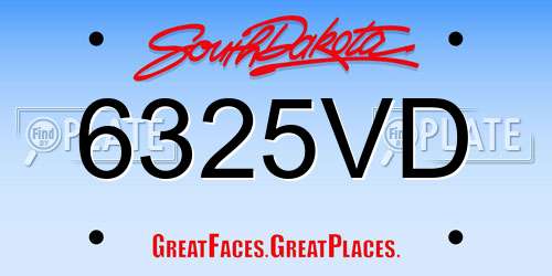 6325VD South Dakota License Plate