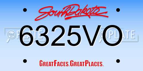 6325VO South Dakota License Plate