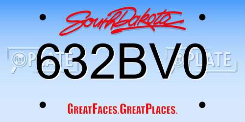632BV0 South Dakota License Plate