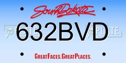 632BVD South Dakota License Plate