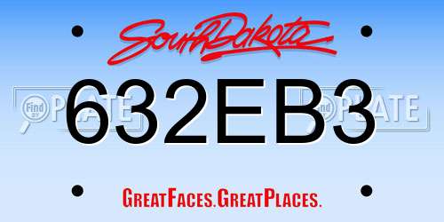 632EB3 South Dakota License Plate