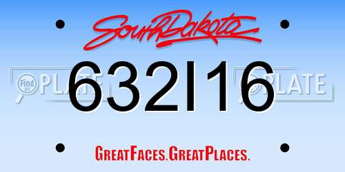 632I16 South Dakota License Plate