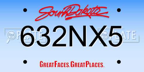 632NX5 South Dakota License Plate