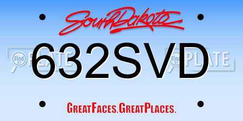632SVD South Dakota License Plate
