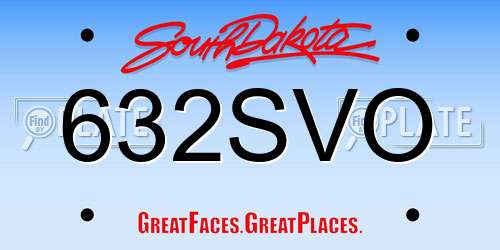 632SVO South Dakota License Plate