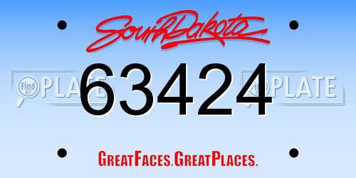 63424 South Dakota License Plate