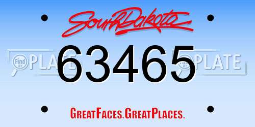 63465 South Dakota License Plate