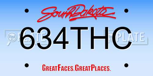 634THC South Dakota License Plate