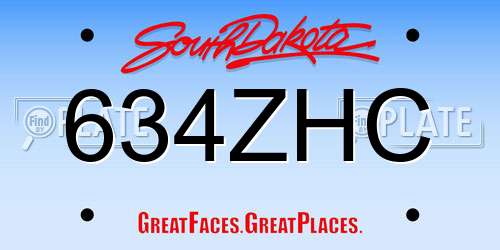634ZHC South Dakota License Plate