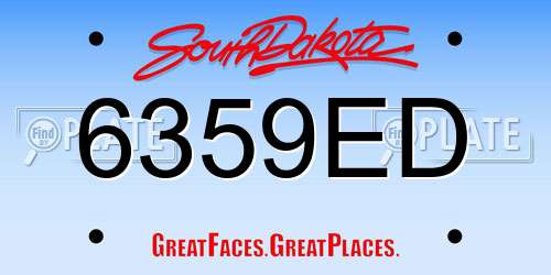 6359ED South Dakota License Plate