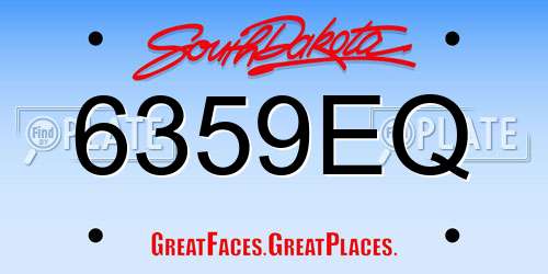 6359EQ South Dakota License Plate