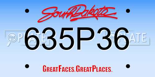 635P36 South Dakota License Plate