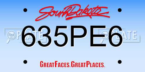 635PE6 South Dakota License Plate