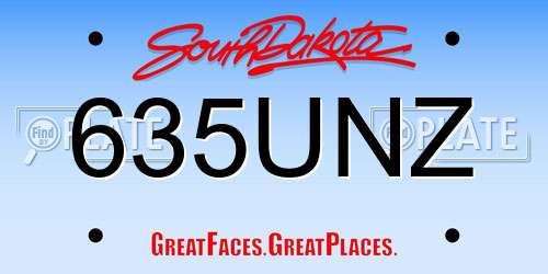 635UNZ South Dakota License Plate