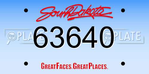 63640 South Dakota License Plate