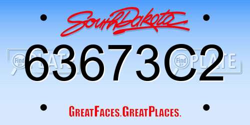 63673C2 South Dakota License Plate