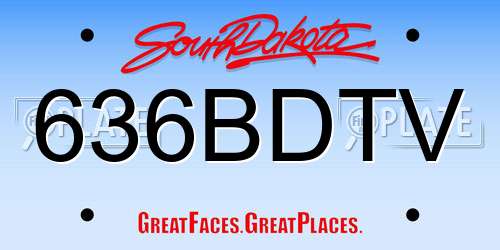636BDTV South Dakota License Plate