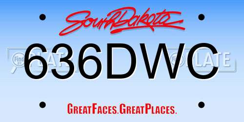 636DWC South Dakota License Plate