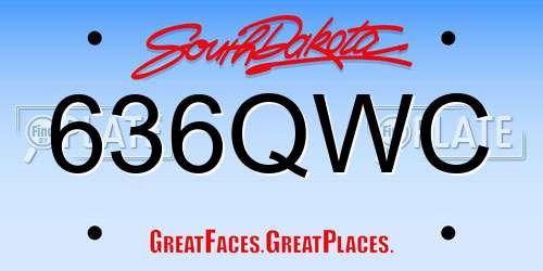 636QWC South Dakota License Plate