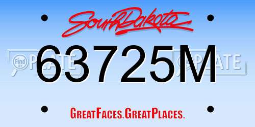 63725M South Dakota License Plate