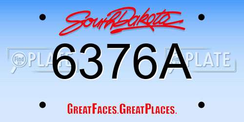 6376A South Dakota License Plate