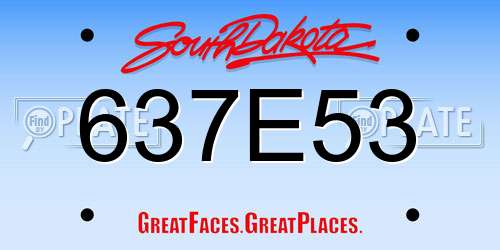 637E53 South Dakota License Plate