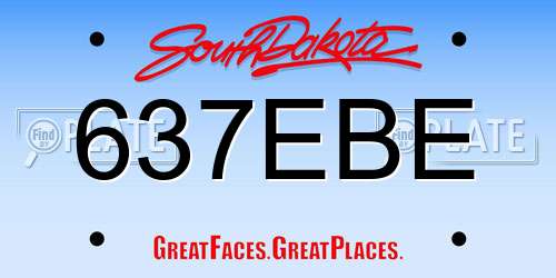 637EBE South Dakota License Plate