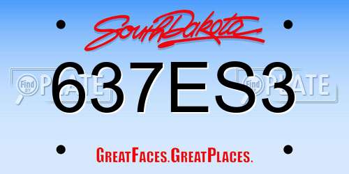 637ES3 South Dakota License Plate