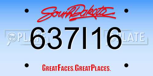 637I16 South Dakota License Plate